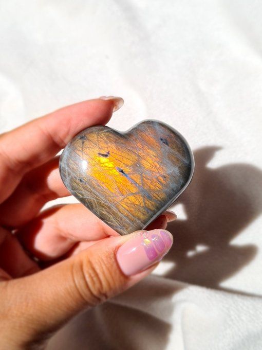 Coeur en Labradorite Rose