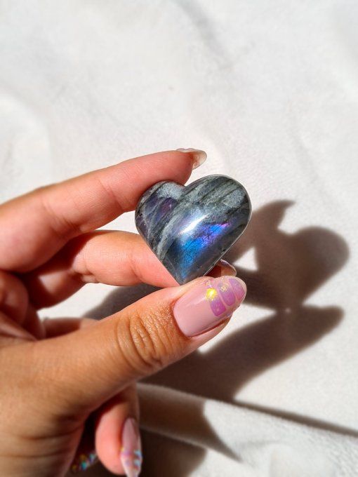 Coeur en Labradorite Rose