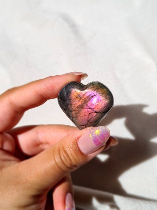 Coeur en Labradorite Rose