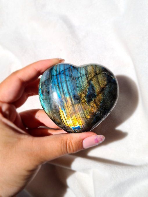 Coeur en Labradorite Bleue