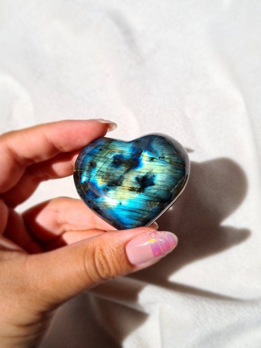 Coeur en Labradorite Bleue