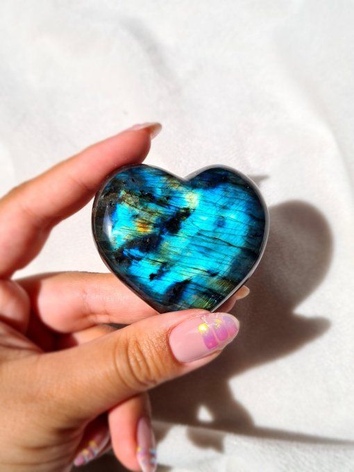 Coeur en Labradorite Bleue