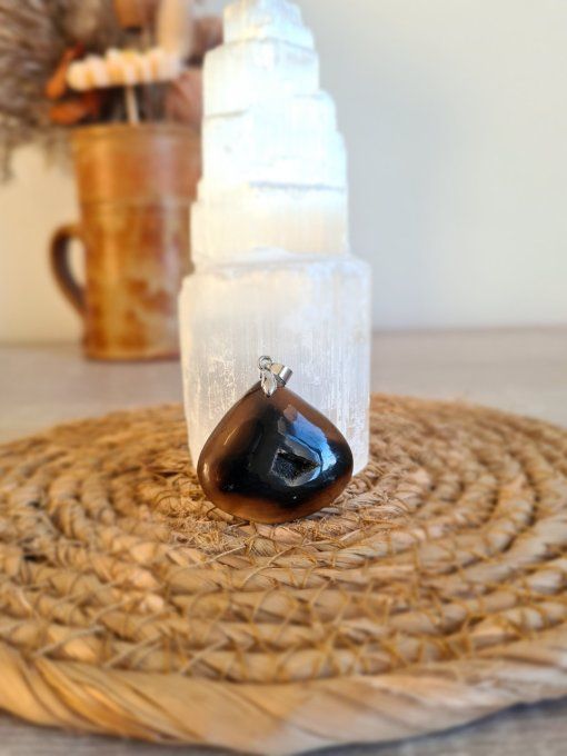 Pendentif Agate Noire/Onyx Drusy