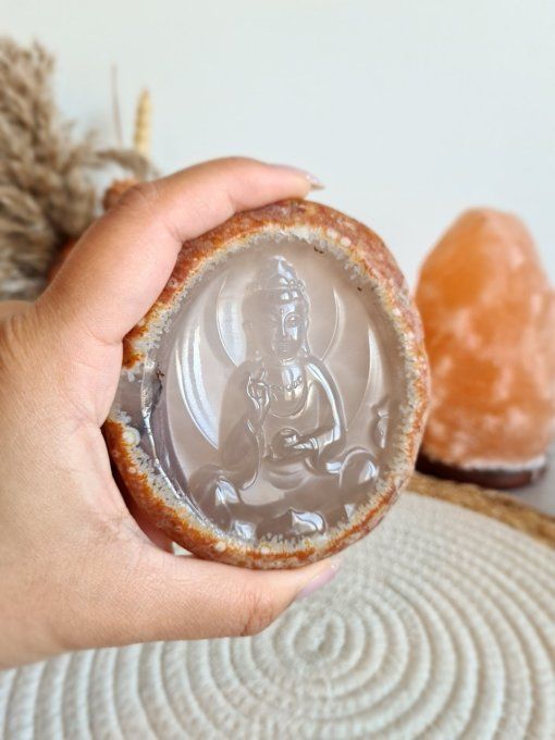 Plaque Bouddha en Agate à Suspendre